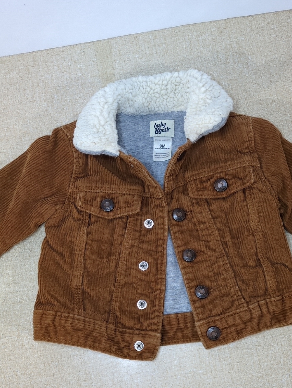 Brown Sherpa-Lined Corduroy Jacket - 9M Snap Button Lumberjack Vintage Classic